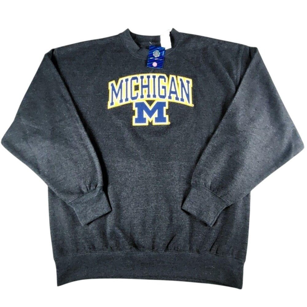 Michigan Wolverines Sweatshirt Mens Large Gray NCAA Football Cadre Crewneck